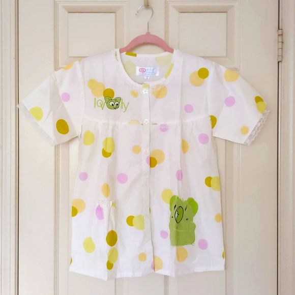 NWT. 100% Cotton Multicolor Polka Dots and Embroidery Pajama Set. - Picture 5 of 9